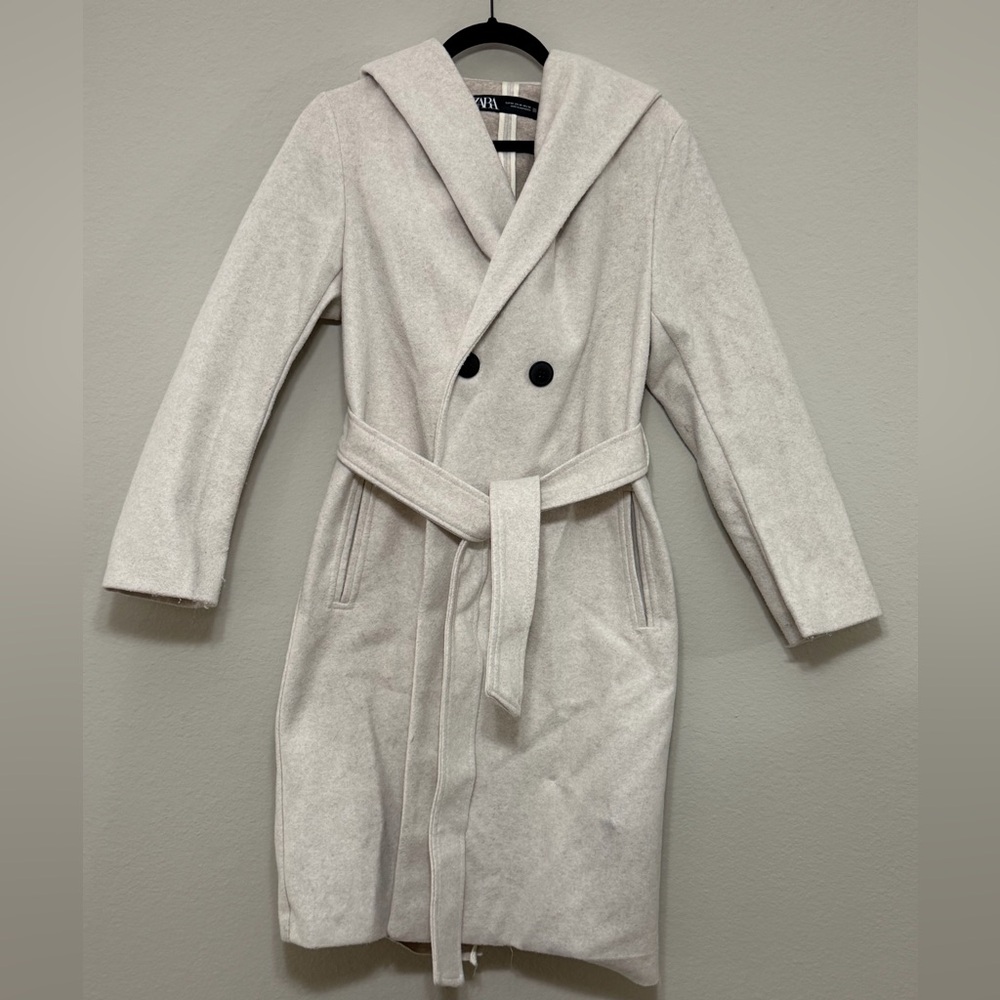 Zara Cream Wool Blend Coat